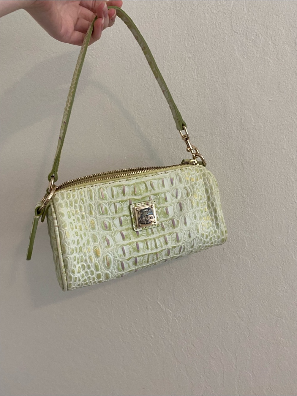 Dooney & Bourke Lime Green Croc-Embossed Purse